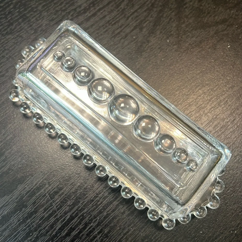 VTG Imperial Glass Candlewick Beaded Clear Covered Butter Dish Made In The USA - Picture 5 of 11